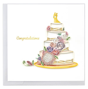 Quilled Floral Wedding Cake Greeting Card