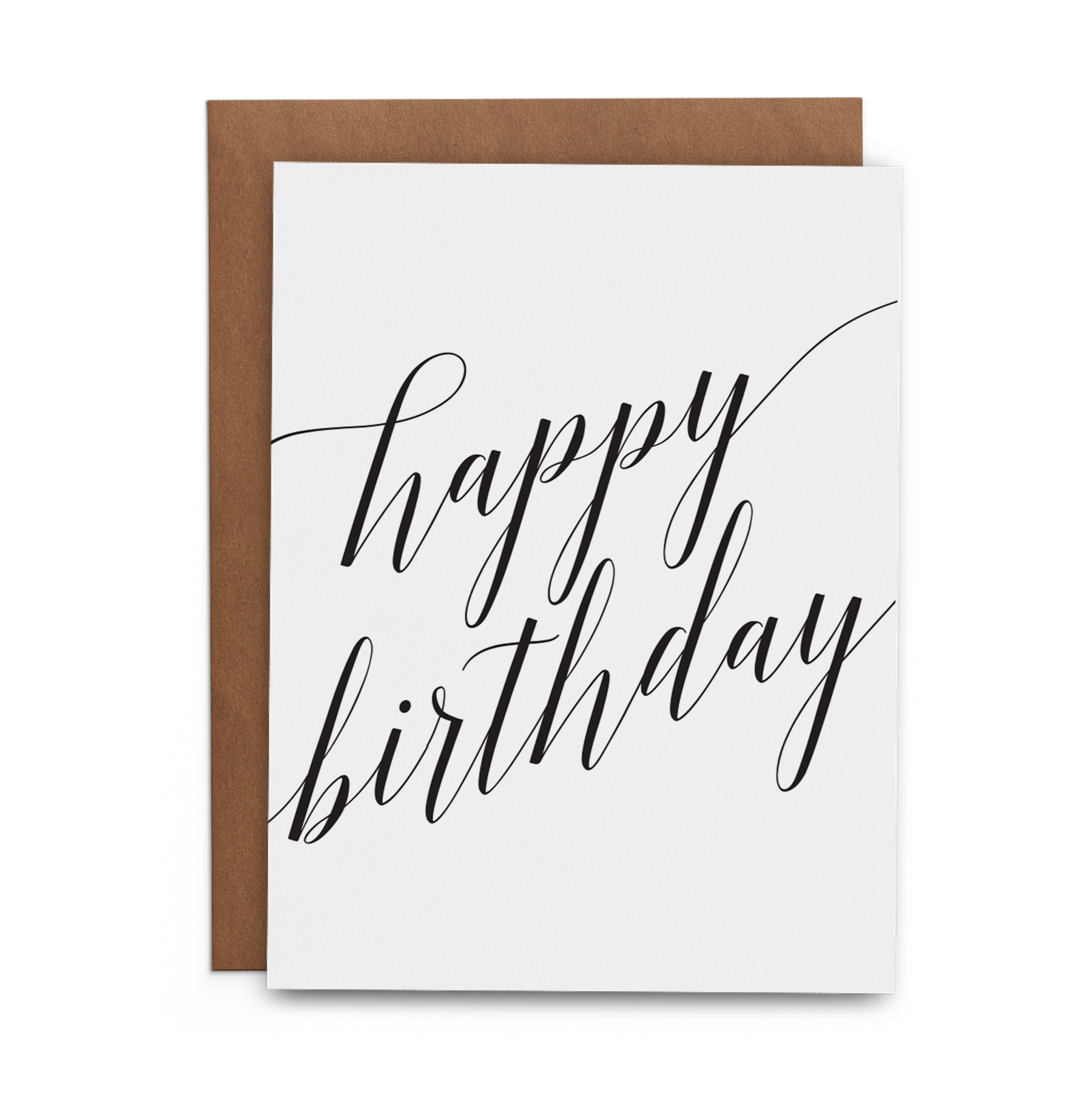 Happy Birthday Black Script - Hand-lined Greeting Card: Set of Six