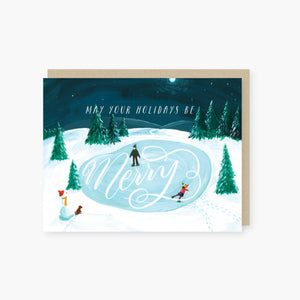 merry skating holiday card: Boxed set (6 cards)