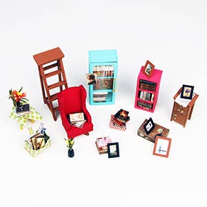 DG102 Sam's Study Rolife Library DIY Miniature Dollhouse