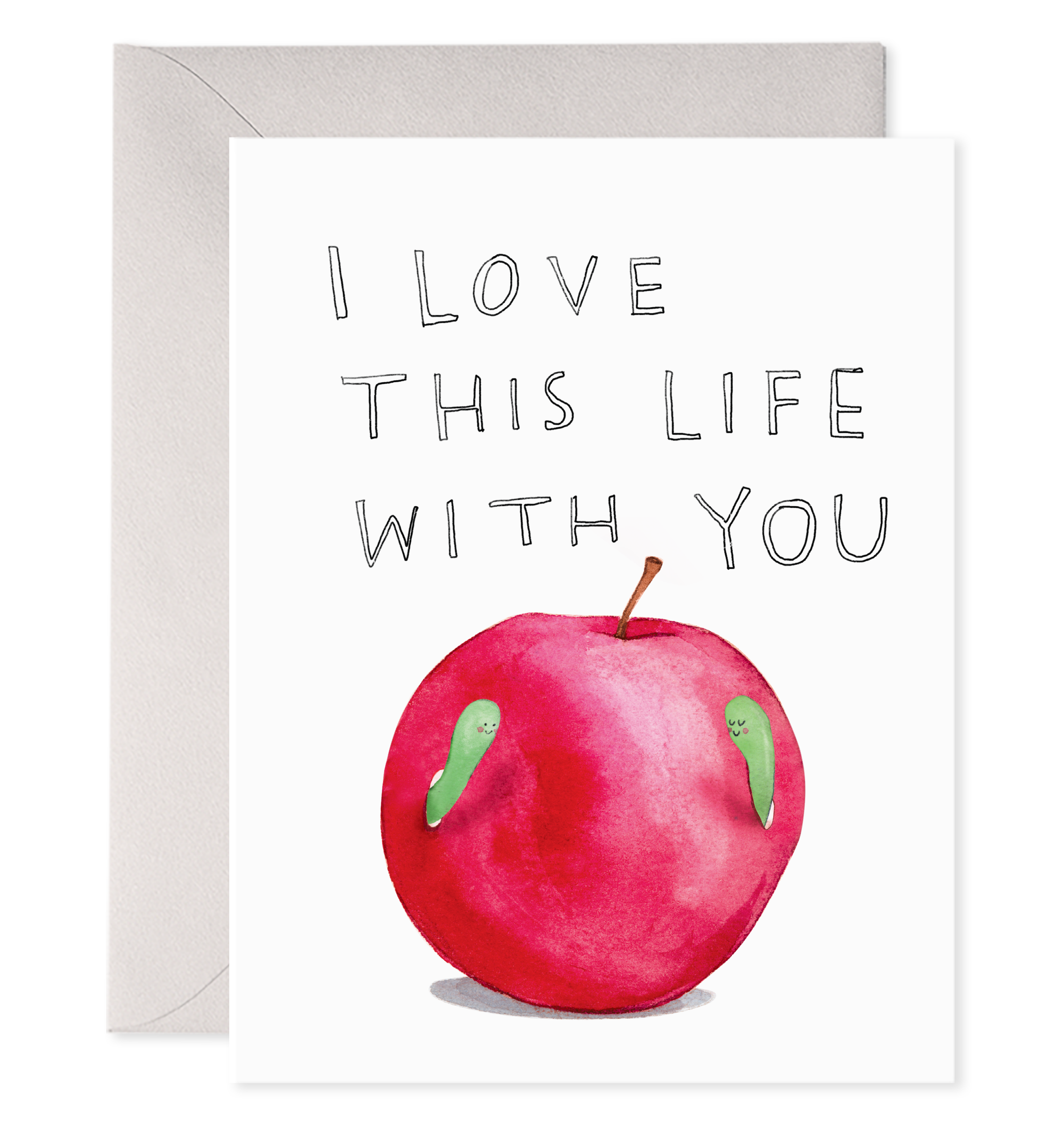 Happy Worms | Apple Anniversary & Love Greeting Card