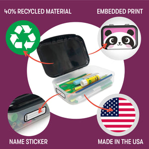 ZIPIT Recycled Plastic Pencil Box for Kids: Panda