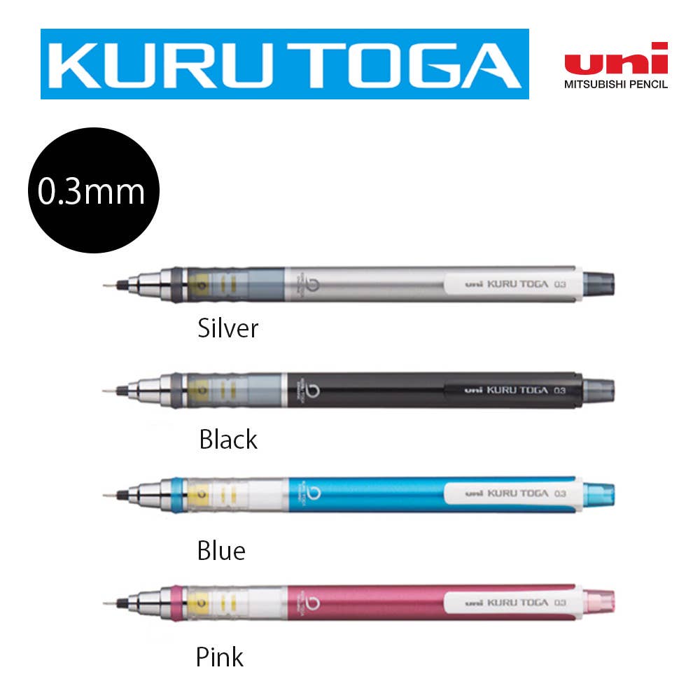 UNI KURUTOGA MECHANICAL PENCIL STANDARD: Silver / 0.3mm