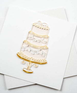 Quilled Elegant Wedding Cake Greeting Card