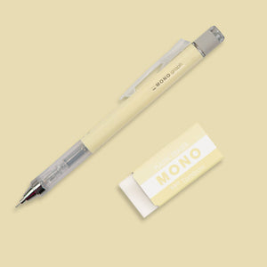 MONO Graph Mechanical Pencil + Eraser Set: Cream Yellow