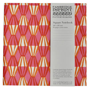 Square Notebook with Lined Paper in Threadwork Pink and Orange