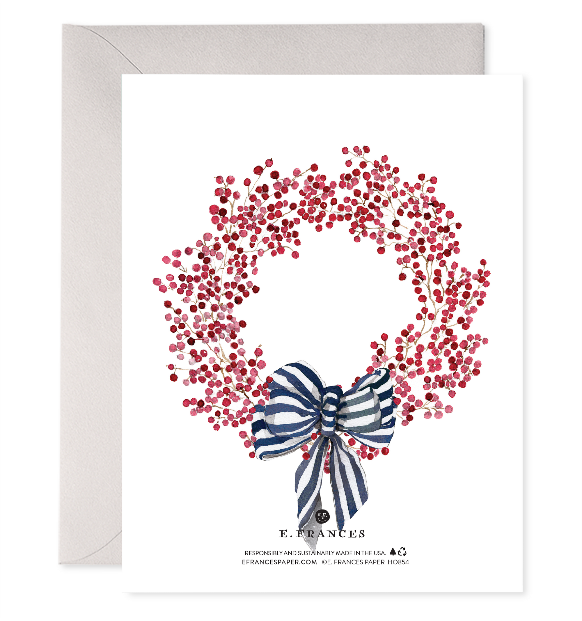 Red Berry Wreath | Joy Christmas Card: 4.25 X 5.5 INCHES