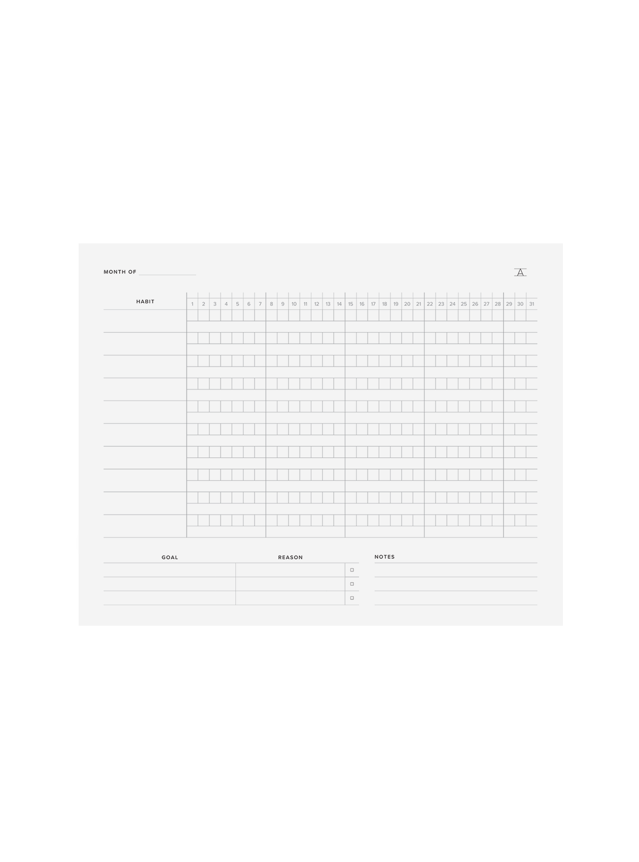 Habit Tracker Notepad