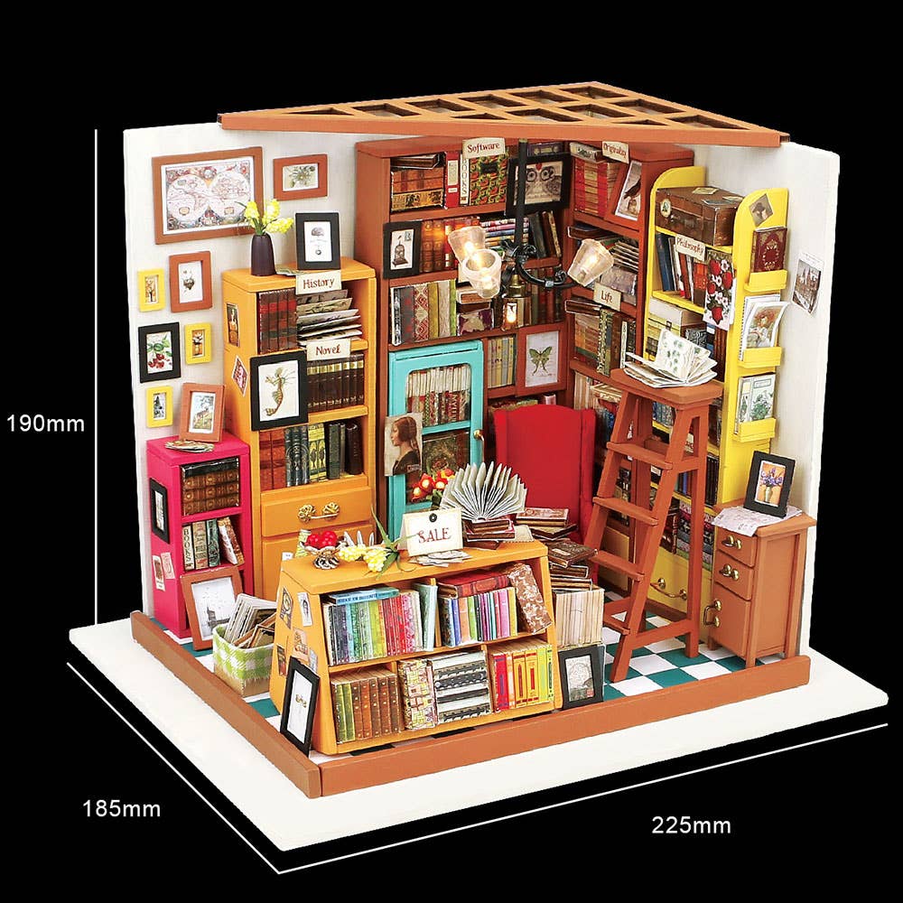 DG102 Sam's Study Rolife Library DIY Miniature Dollhouse