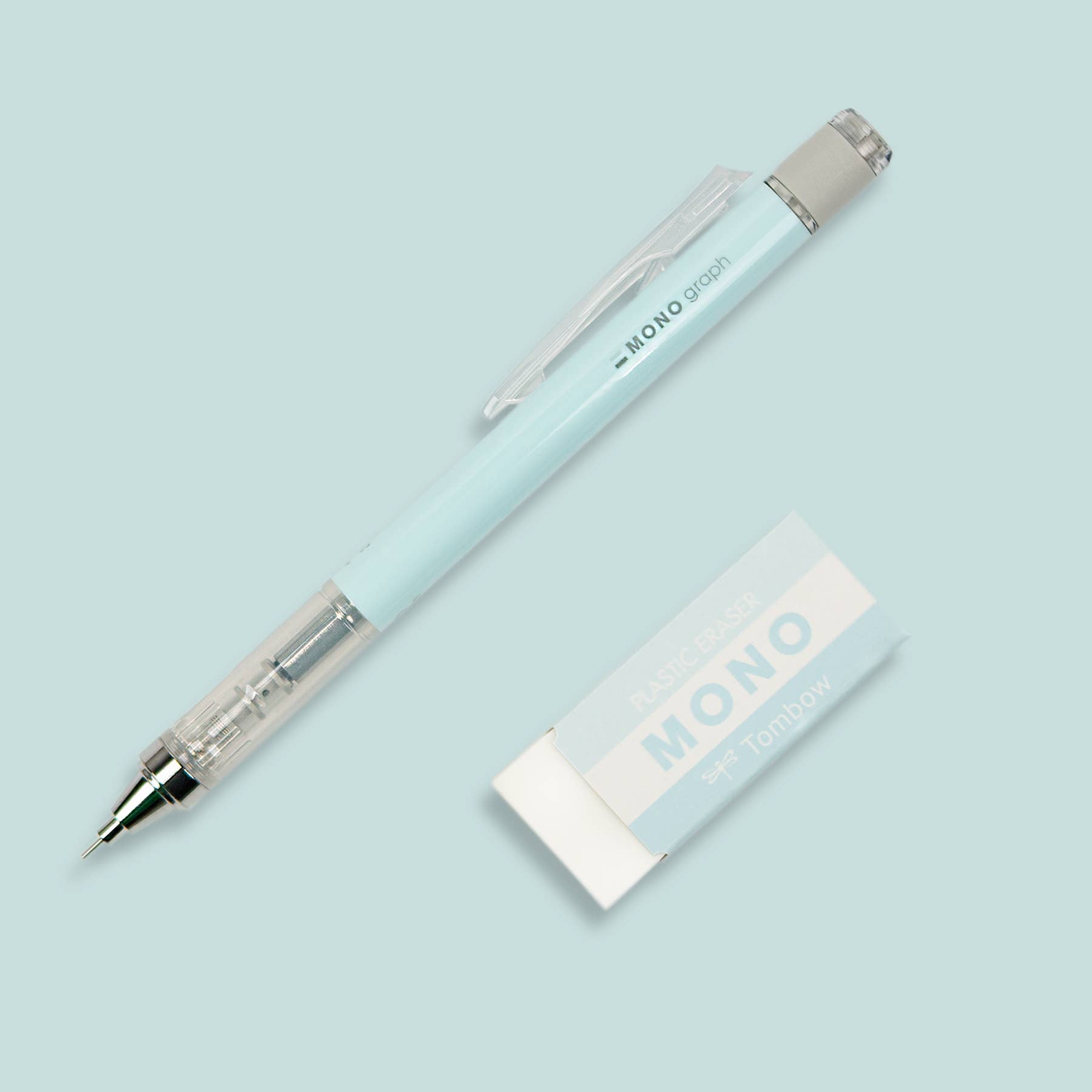 MONO Graph Mechanical Pencil + Eraser Set: Ice Blue