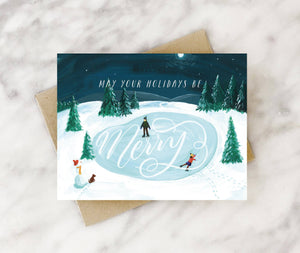 merry skating holiday card: Boxed set (6 cards)