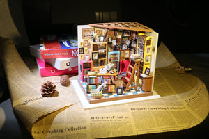 DG102 Sam's Study Rolife Library DIY Miniature Dollhouse