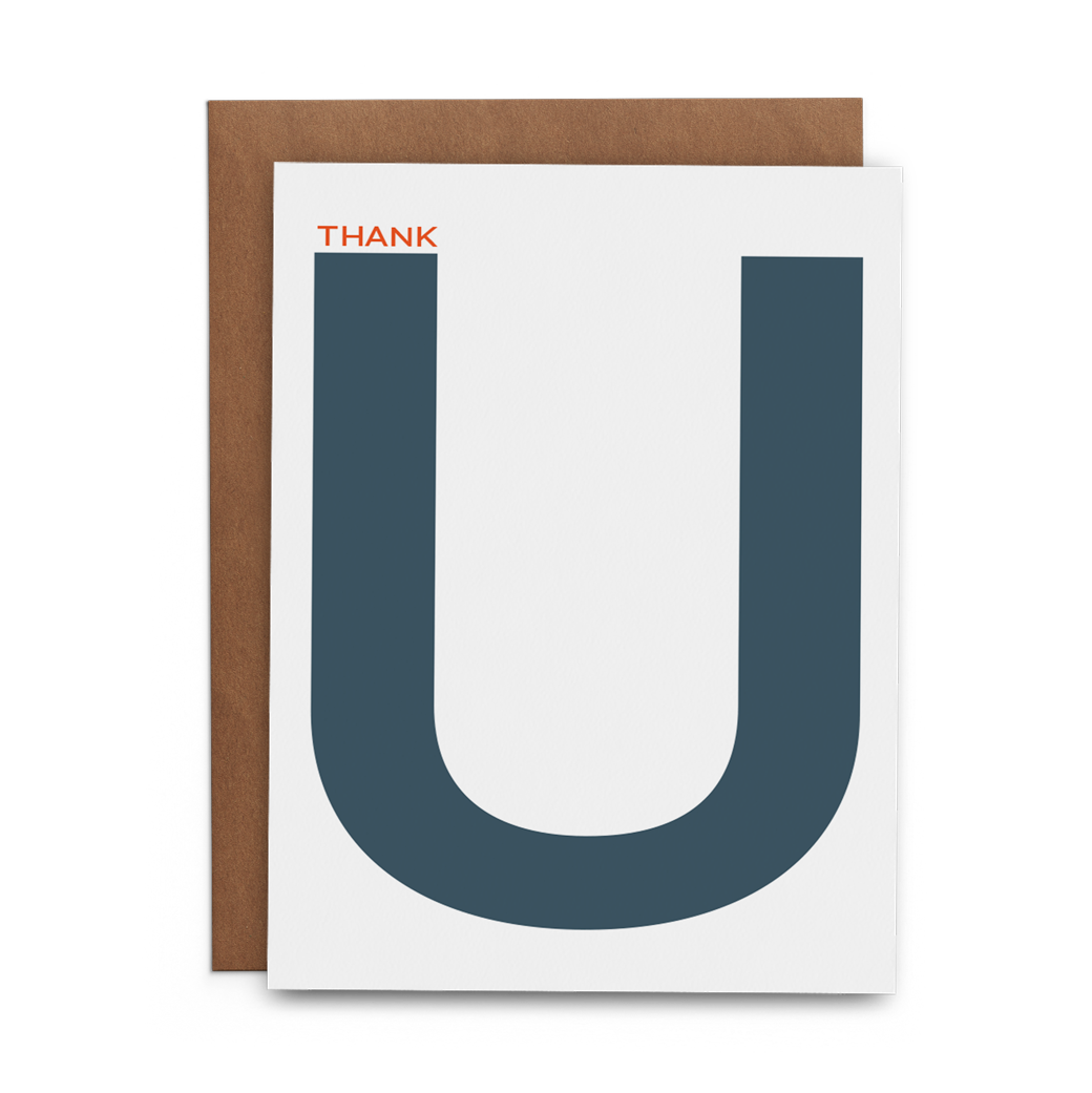 Thank U - A2 Size 100% Recycled Thank You Card: One