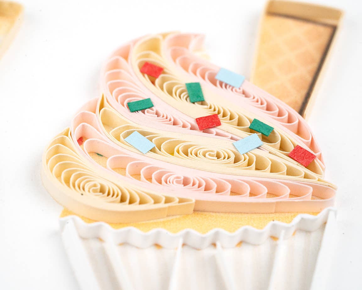 Quilled Birthday Cupcake Trio Greeting Card