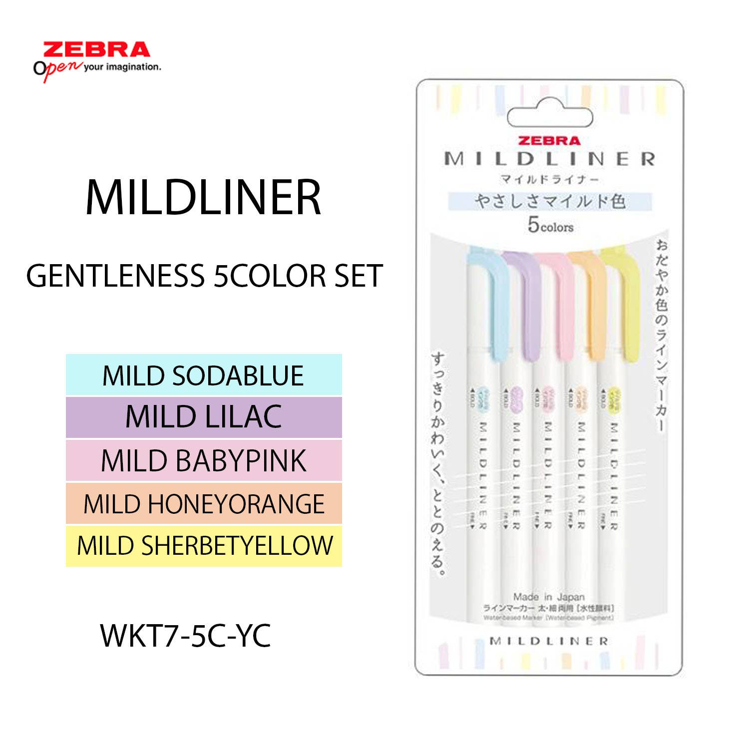 ZEBRA Mildliner Highlighter 5COLOR SET: GENTLENESS COLOR SET