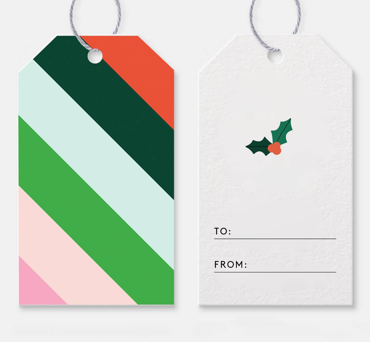 Holiday Stripes Gift Tags -  Set of 10