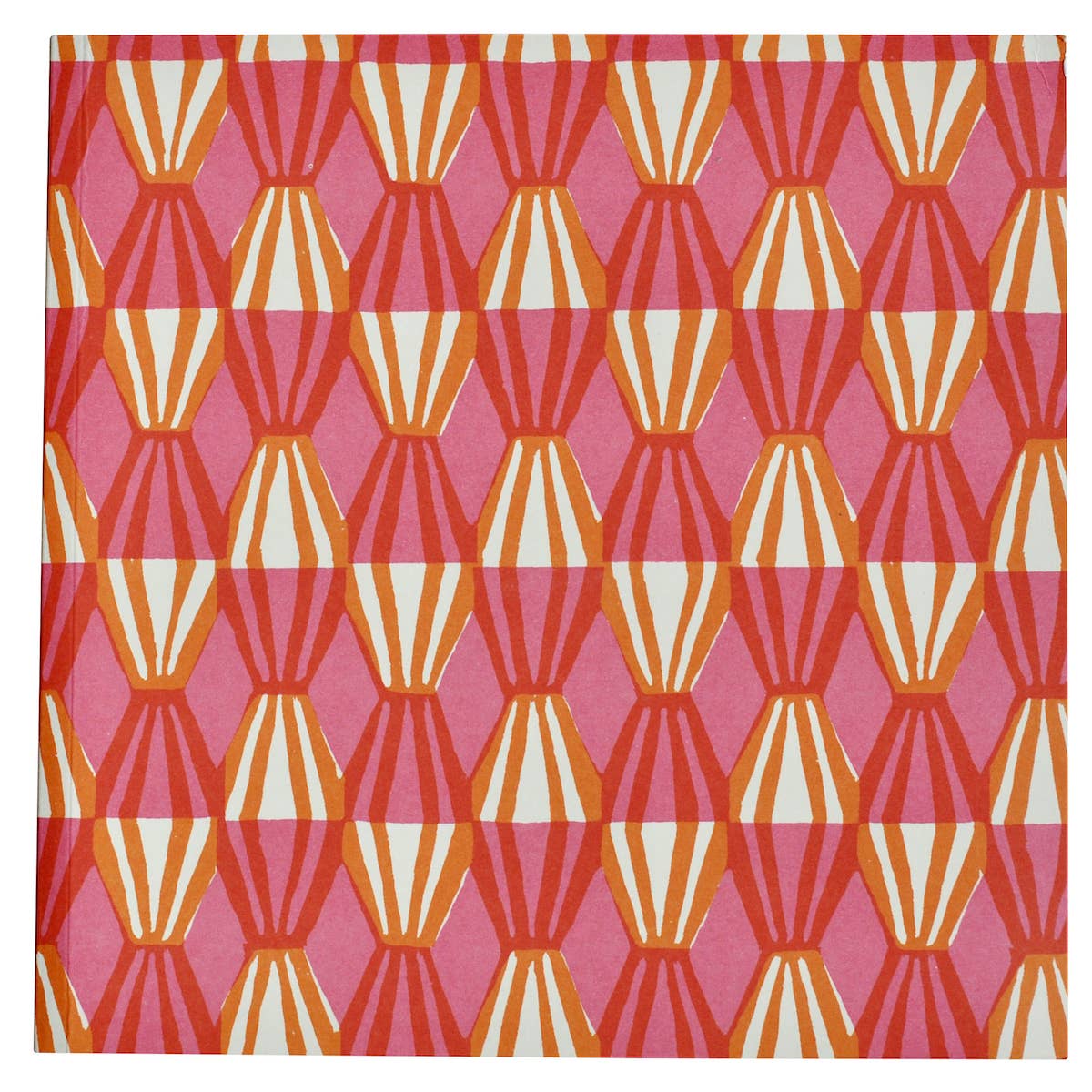 Square Notebook with Lined Paper in Threadwork Pink and Orange