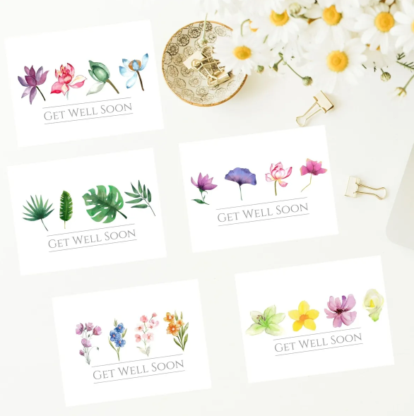 Get Well Card Set - Flower Quartet (#10)