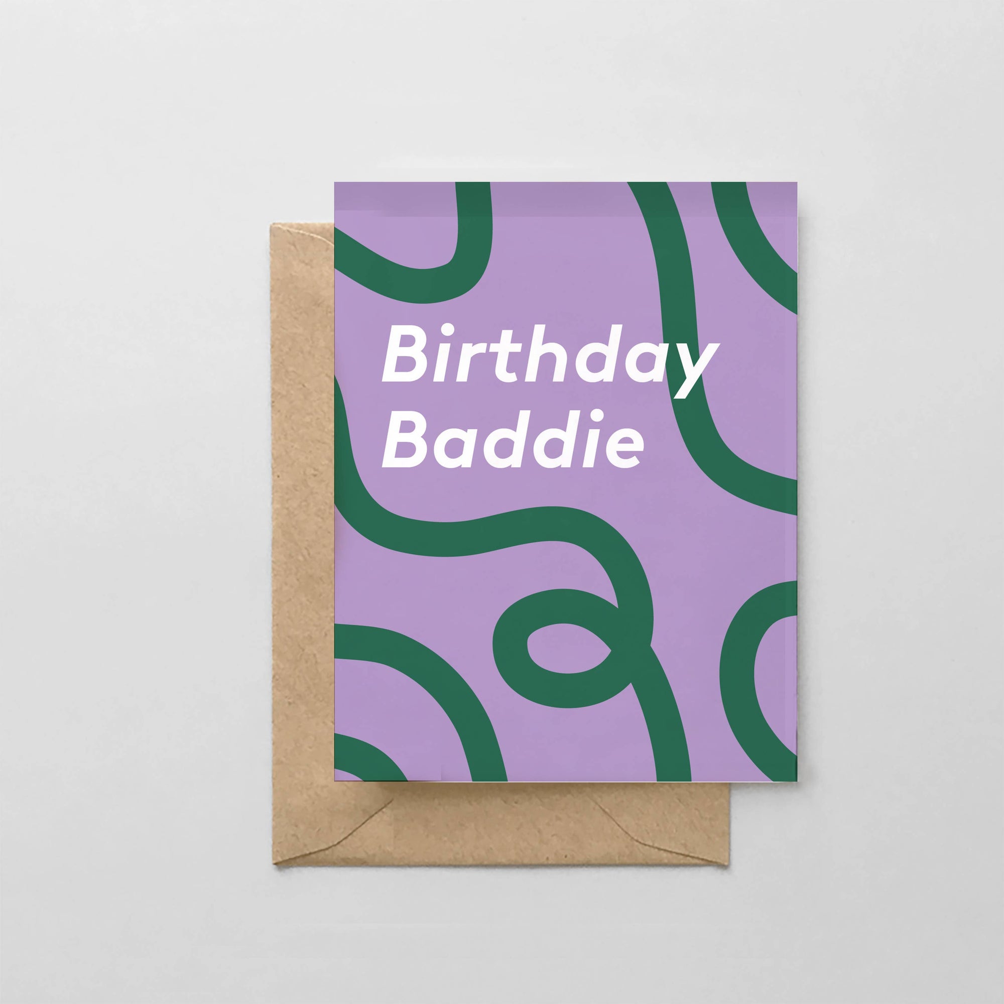 Birthday Baddie Purple & Green Swirls -  Greeting Card