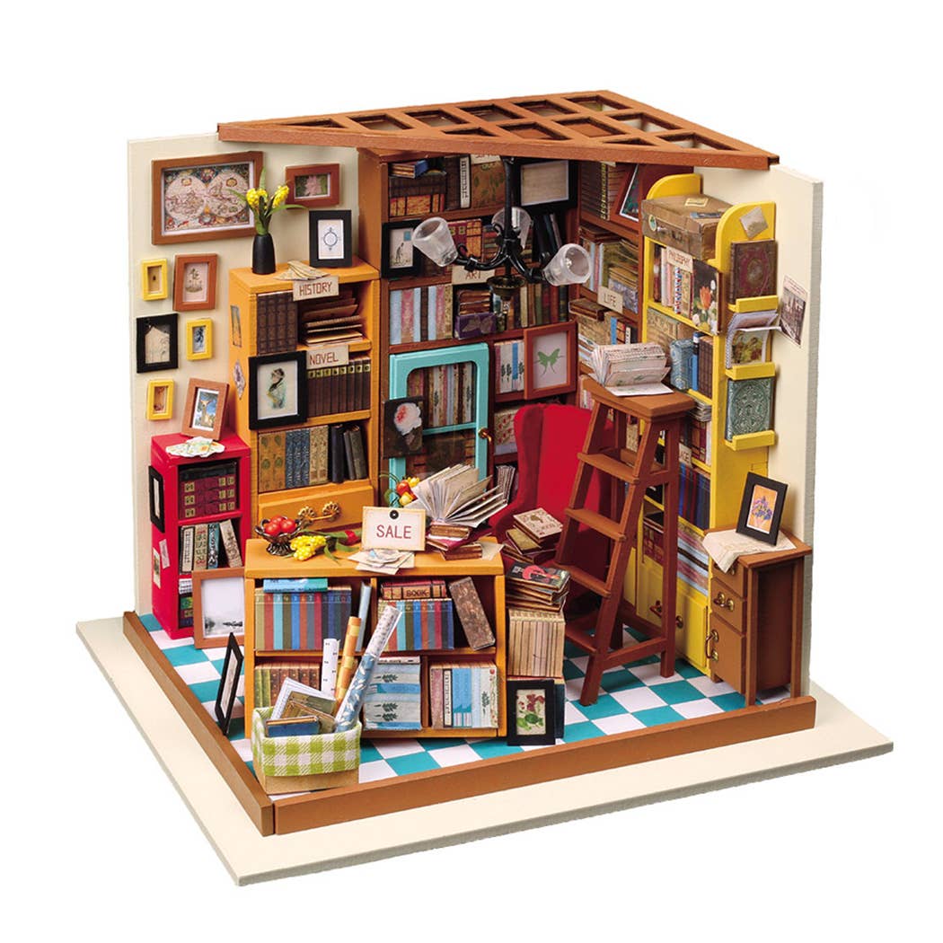 DG102 Sam's Study Rolife Library DIY Miniature Dollhouse