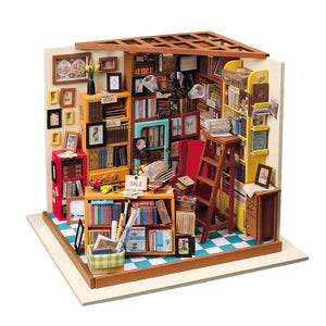 DG102 Sam's Study Rolife Library DIY Miniature Dollhouse