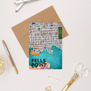 Fells Point (Baltimore) Map Art Greeting Card