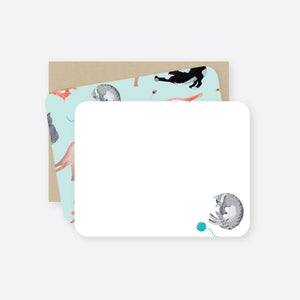 Stretching cats flat notecard set: Set of 8