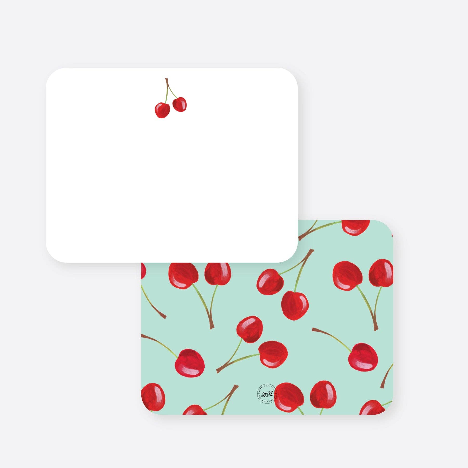 Sweet cherries flat notecard set: Set of 8