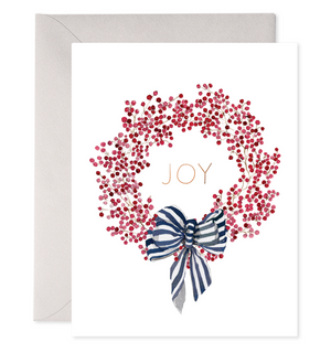 Red Berry Wreath | Joy Christmas Card: 4.25 X 5.5 INCHES