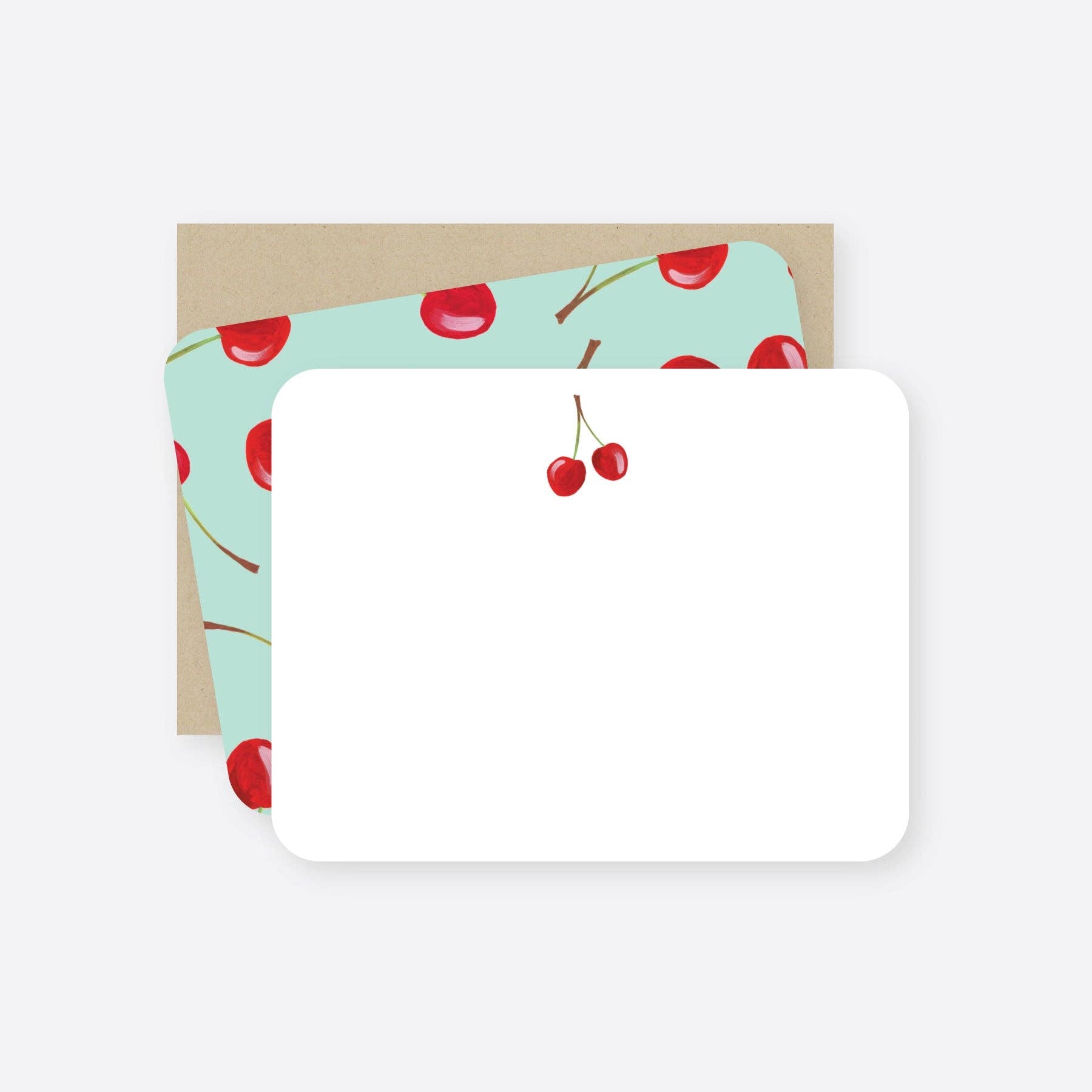 Sweet cherries flat notecard set: Set of 8