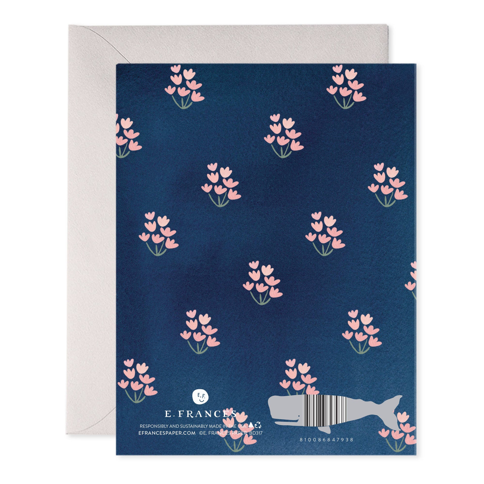 Dainty Block Print Blue Birthday Greeting Card