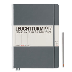 A4+ Blank Master Classic Notebook Slim Hardcover, LEUCHTTURM1917 Anthracite Gray