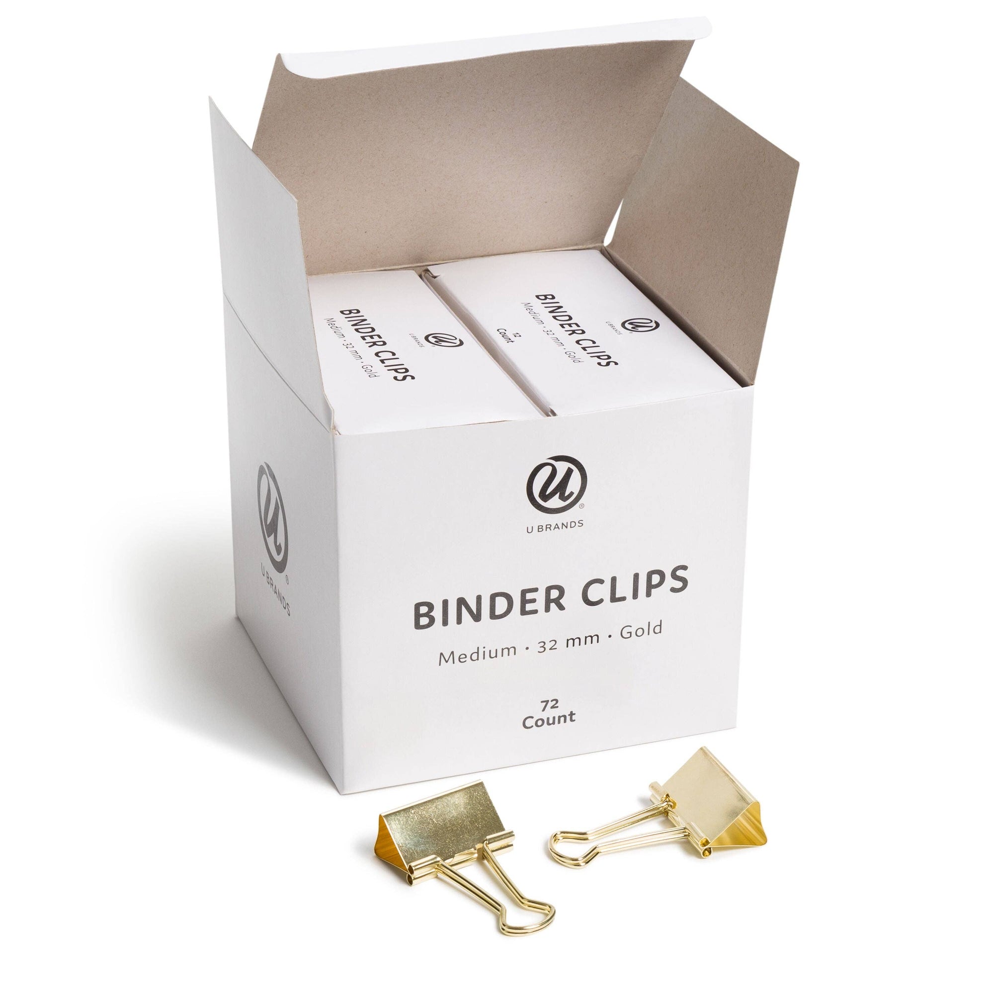 U Brands Binder Clips, 32mm, Metallic Gold, 12-Count