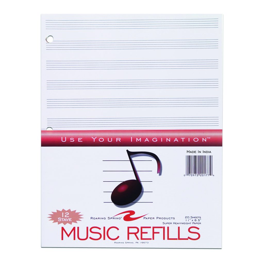 MUSIC FILLER PAPER 8.5"x11" 12 STAVE