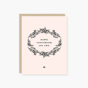 vintage floral anniversary card