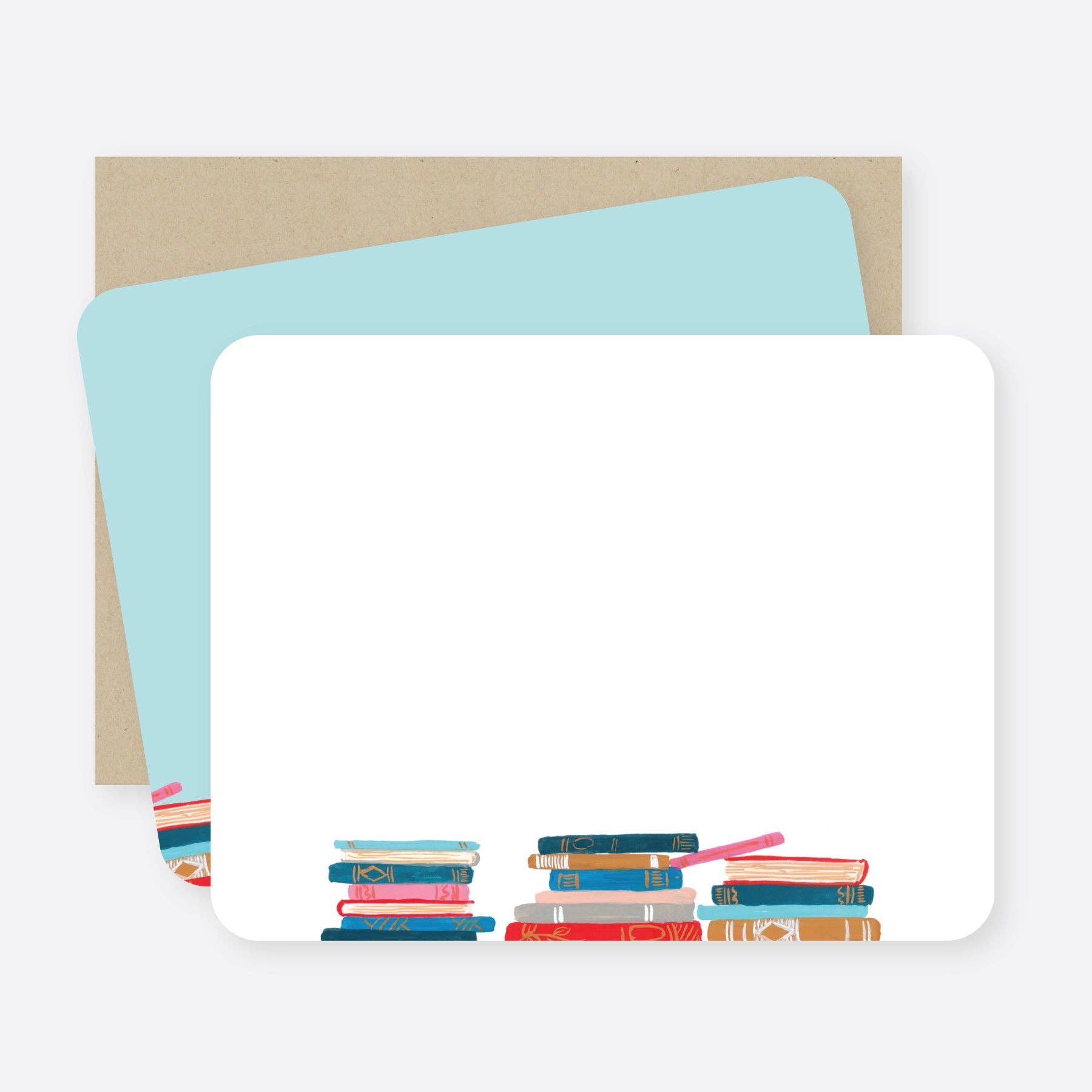 stacked books flat notecard set: Default