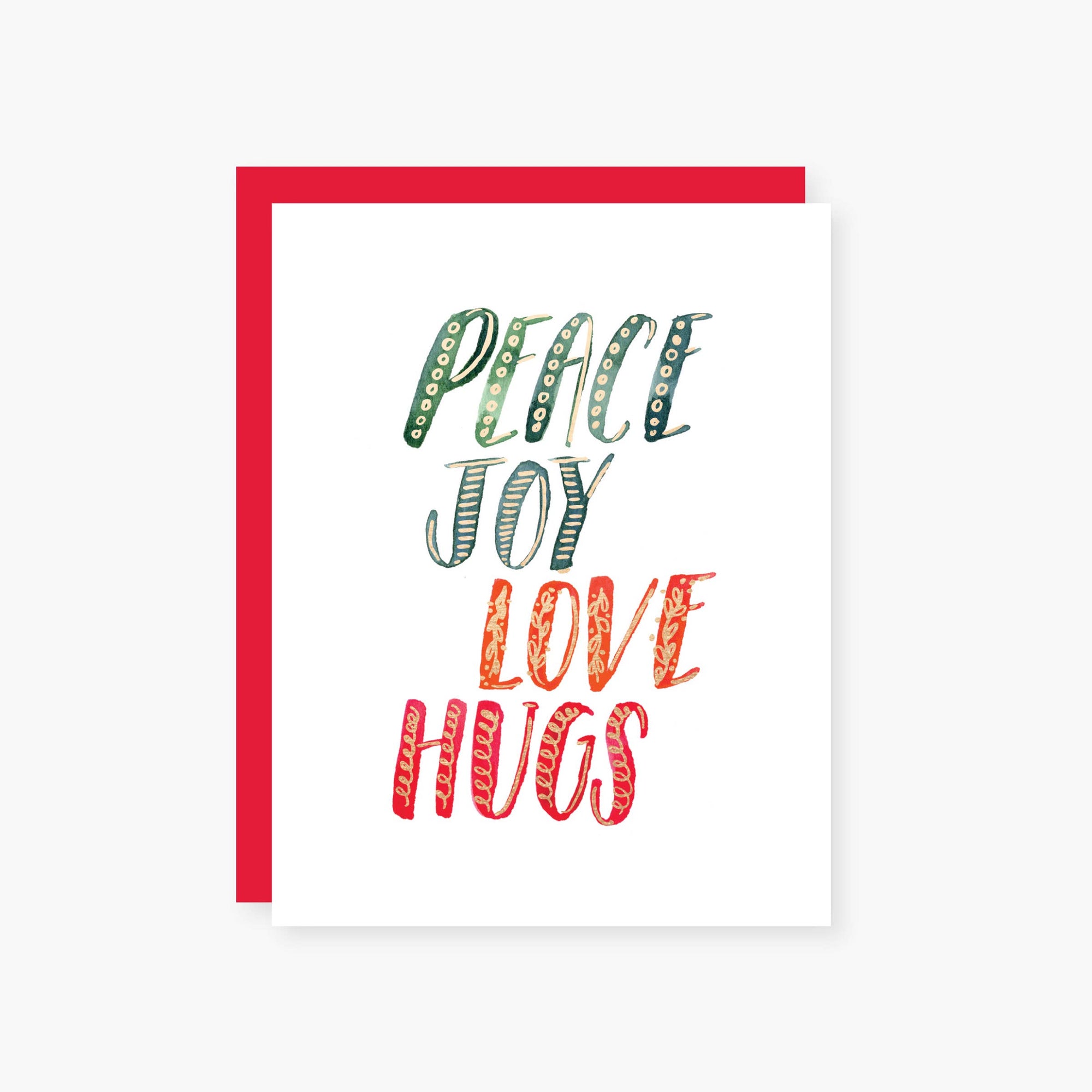 peace love hugs foil holiday card